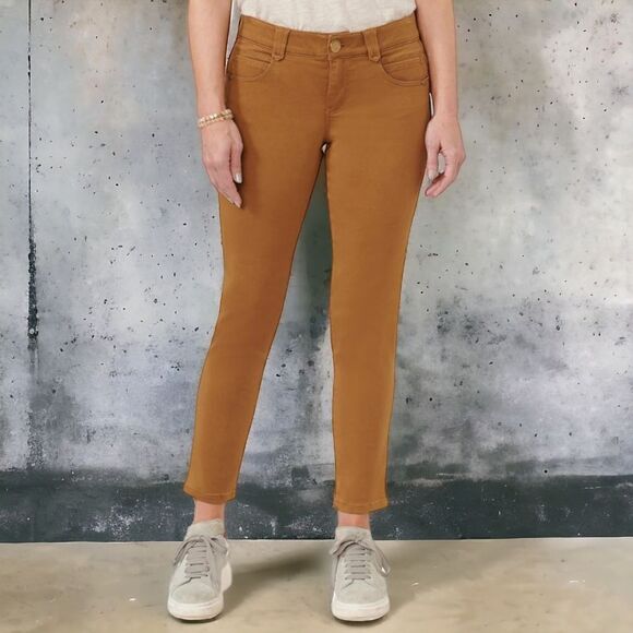 Democracy AB Solution Jeans 6 Tan Skinny Stretch Straight Ankle Length Raw Hem. - Picture 12 of 16